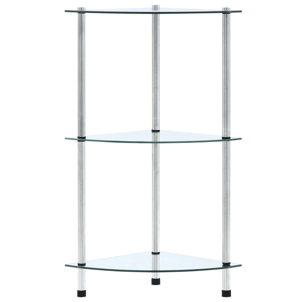 Hylle 3 etasjer gjennomsiktig 30x30x67 cm herdet glass