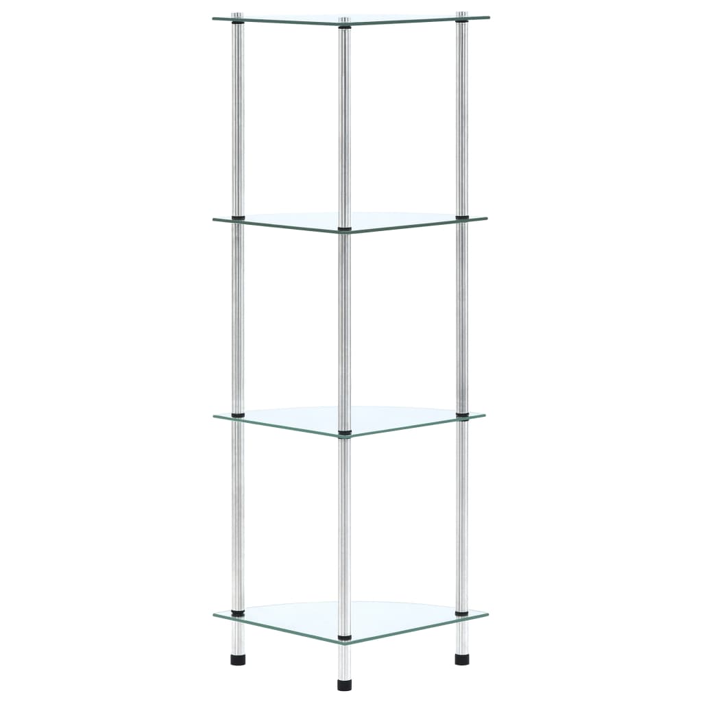 Hylle 4 etasjer gjennomsiktig 30x30x100 cm herdet glass