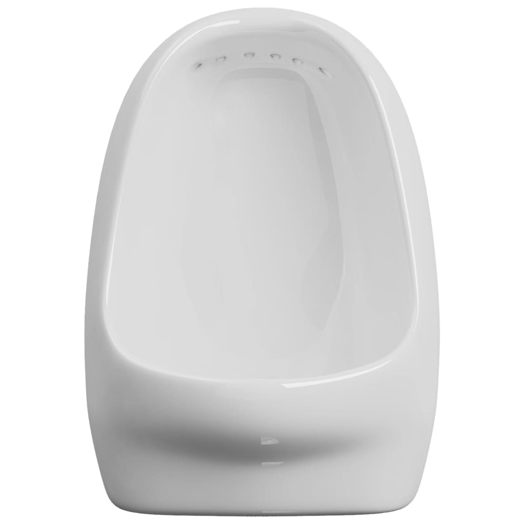 Vegghengt urinal med spyleventil keramisk hvit