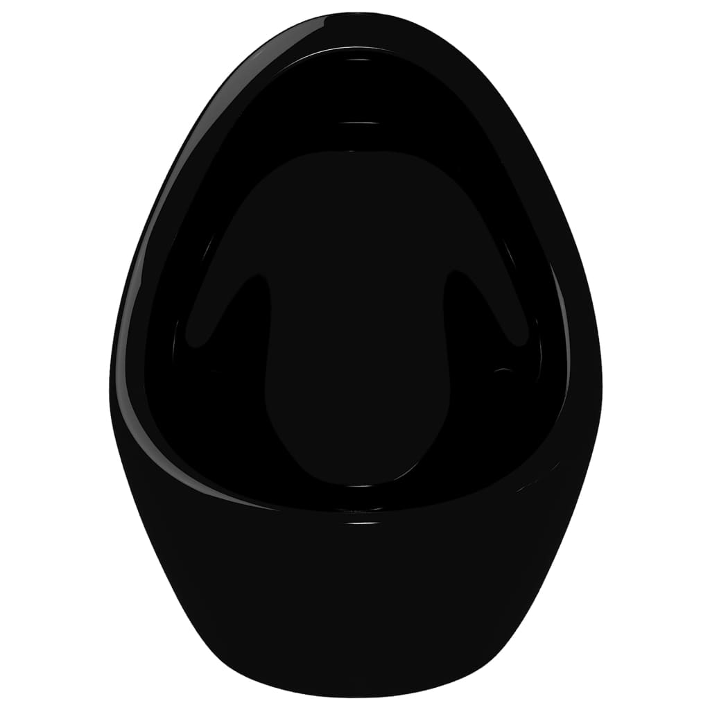 Vegghengt urinal med spyleventil keramisk svart