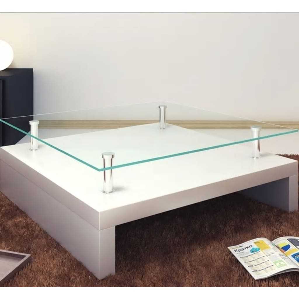 Salongbord med glassflate hvit
