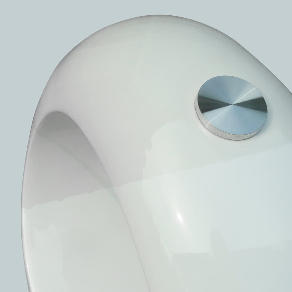 Salongbord med oval glassflate høyglans hvit