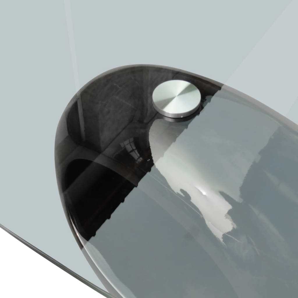Salongbord med oval glassflate høyglans svart