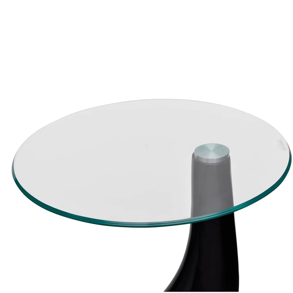 Salongbord med rund glassflate 2 stk høyglans svart
