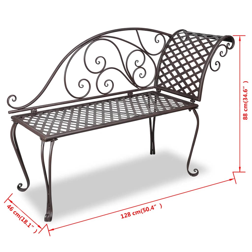 Hagesjeselong 128 cm stål antikk brun