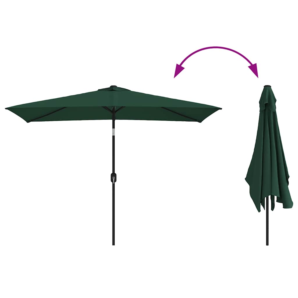 Parasoll 200 x 300 cm grønn rektangulær