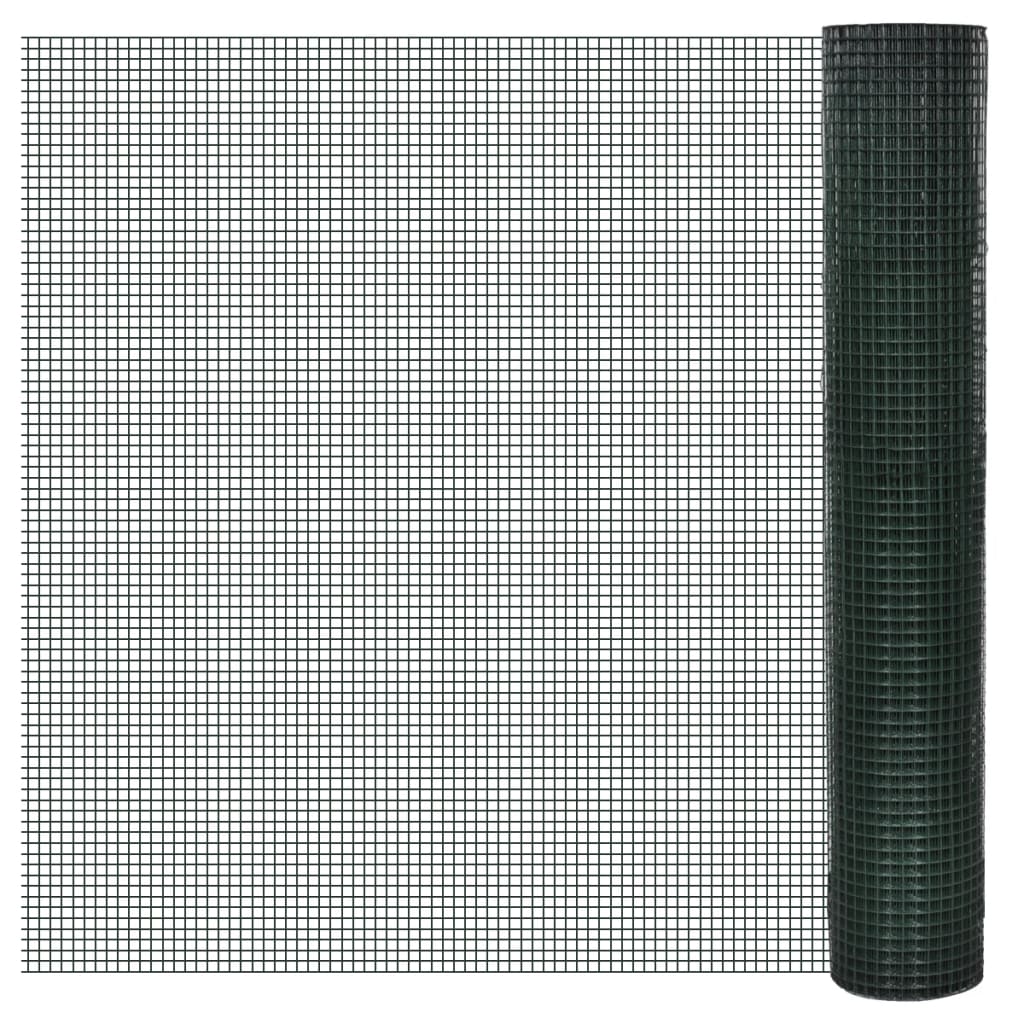Trådgjerde kylling galvanisert med PVC-belegg 10x1 m grønn