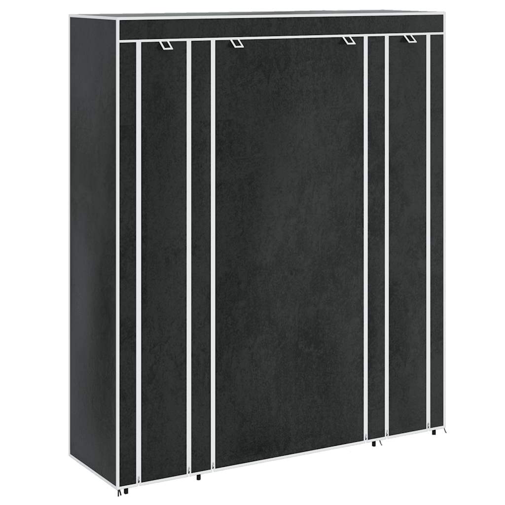 Garderobeskap med hyller og stenger 45x150x176 cm svart stoff