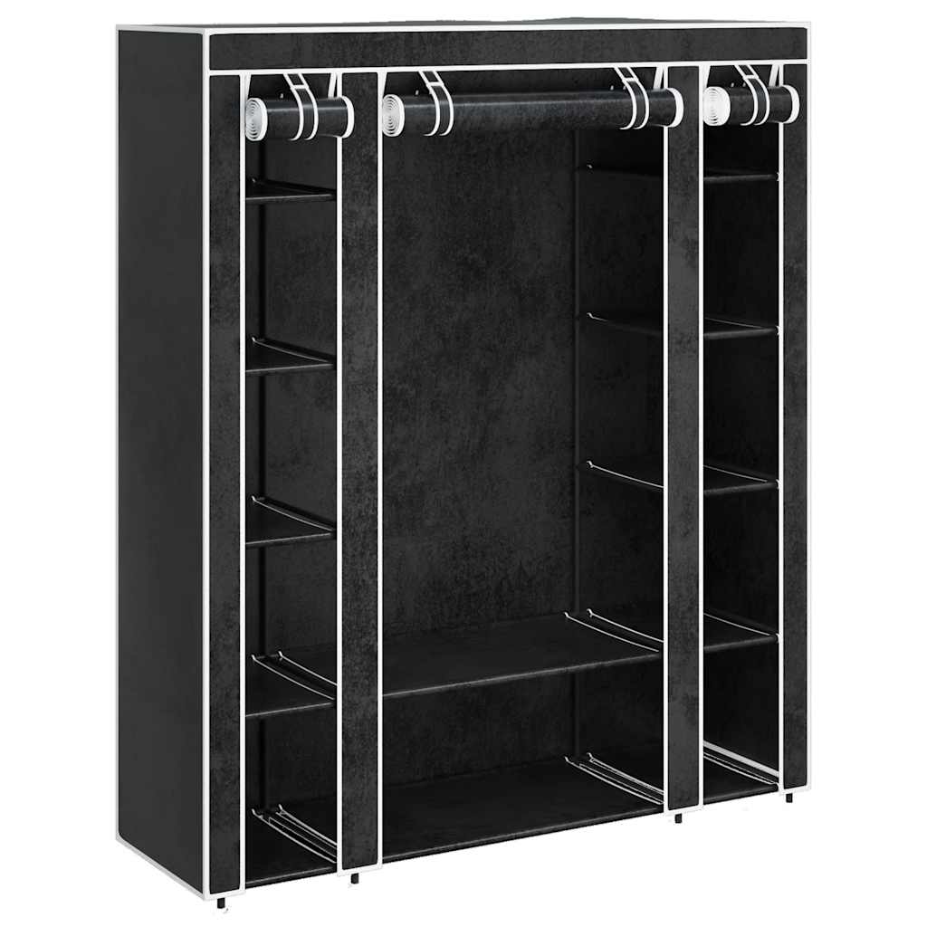 Garderobeskap med hyller og stenger 45x150x176 cm svart stoff