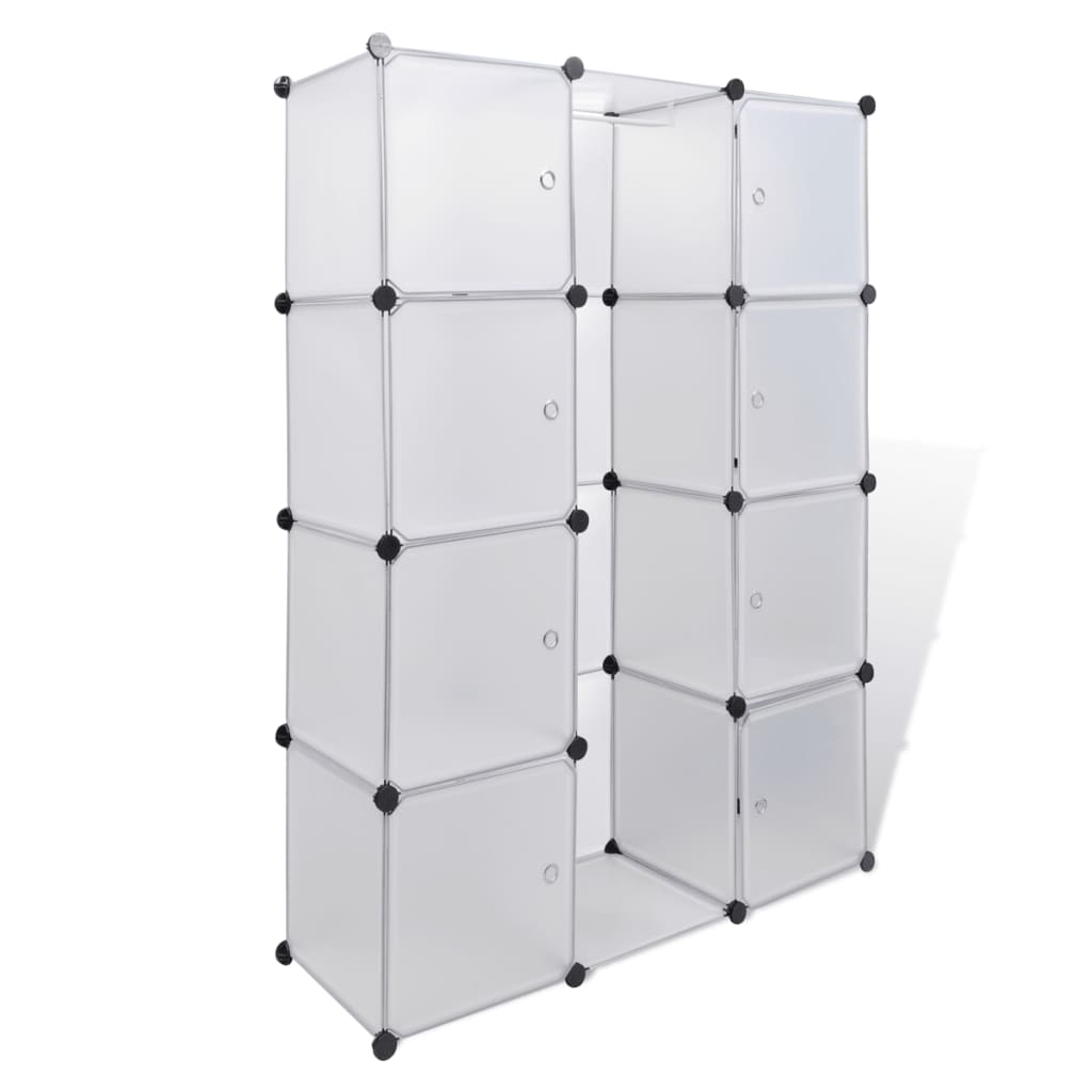 Modulskap med 9 rom 109x36,5x143 cm hvit