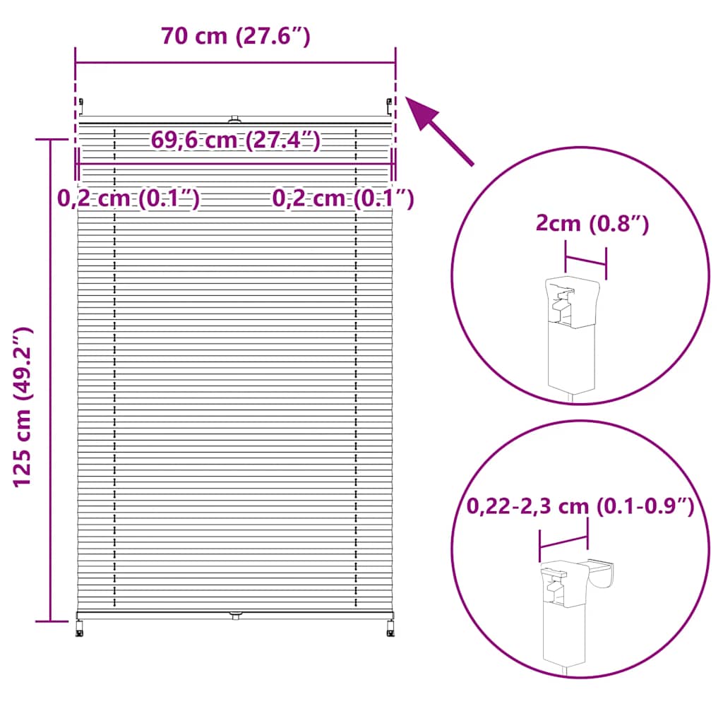 Plissegardiner 70 x 125 cm Krem