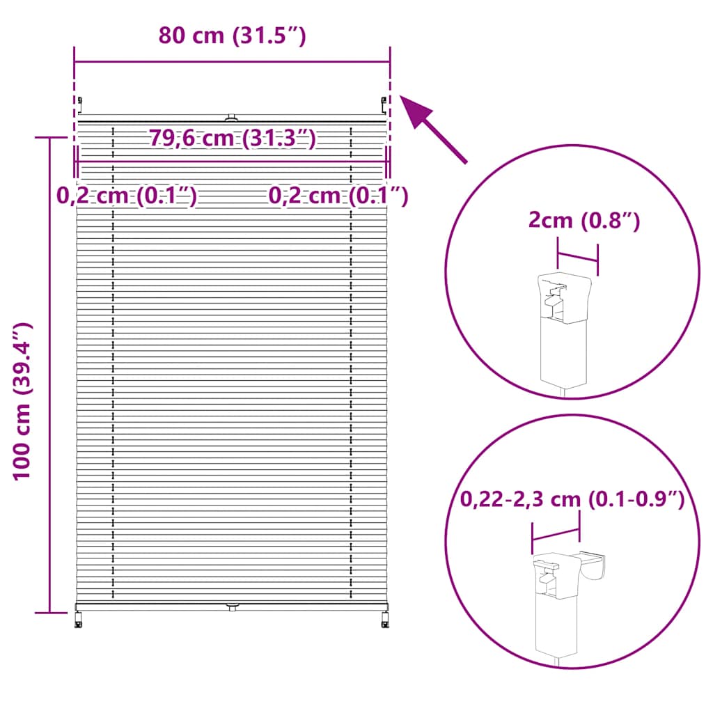 Plissegardiner 80x100cm Krem