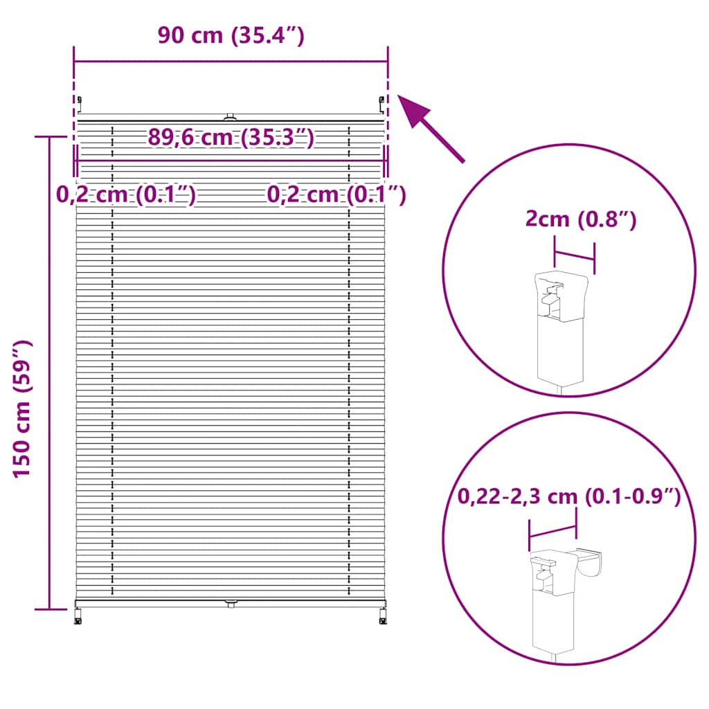 Plissegardiner 90 x 150 cm Krem