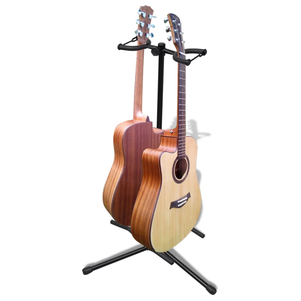 Justerbart Dobbelt Gitarstativ Sammenleggbart