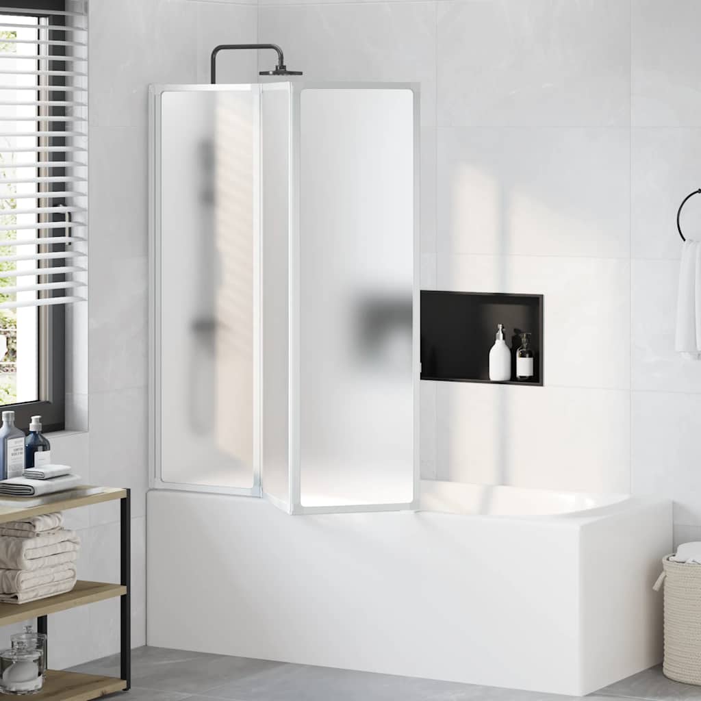 Badekaravskjerming 141 x 132 cm 3 Sammenleggbare Paneler