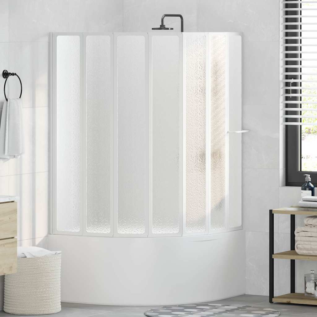 Badekarskjerm 140 x 168 cm 7 paneler sammenleggbare + håndklehylle