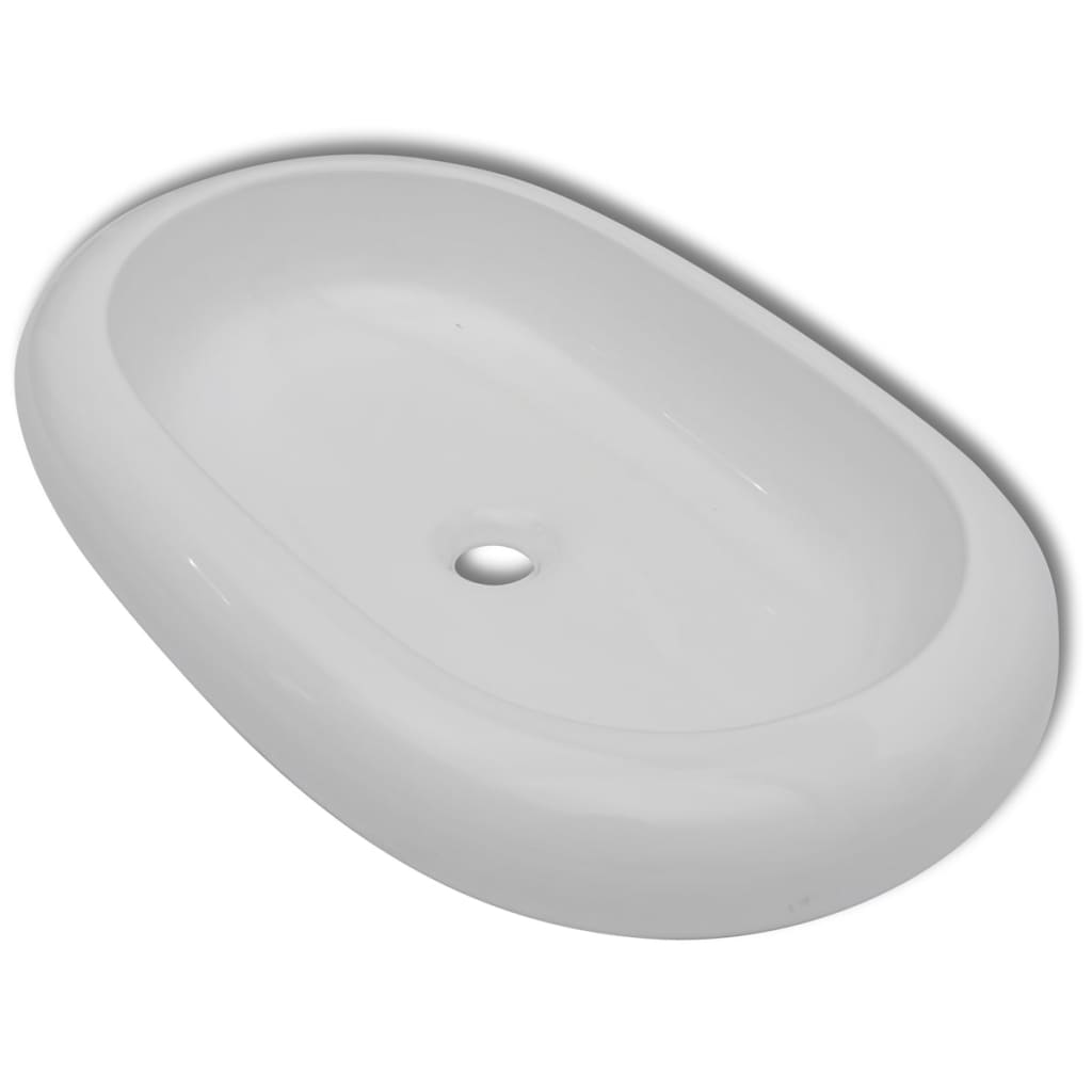 Luksus Keramisk Vask Oval Hvit 63 x 42 cm