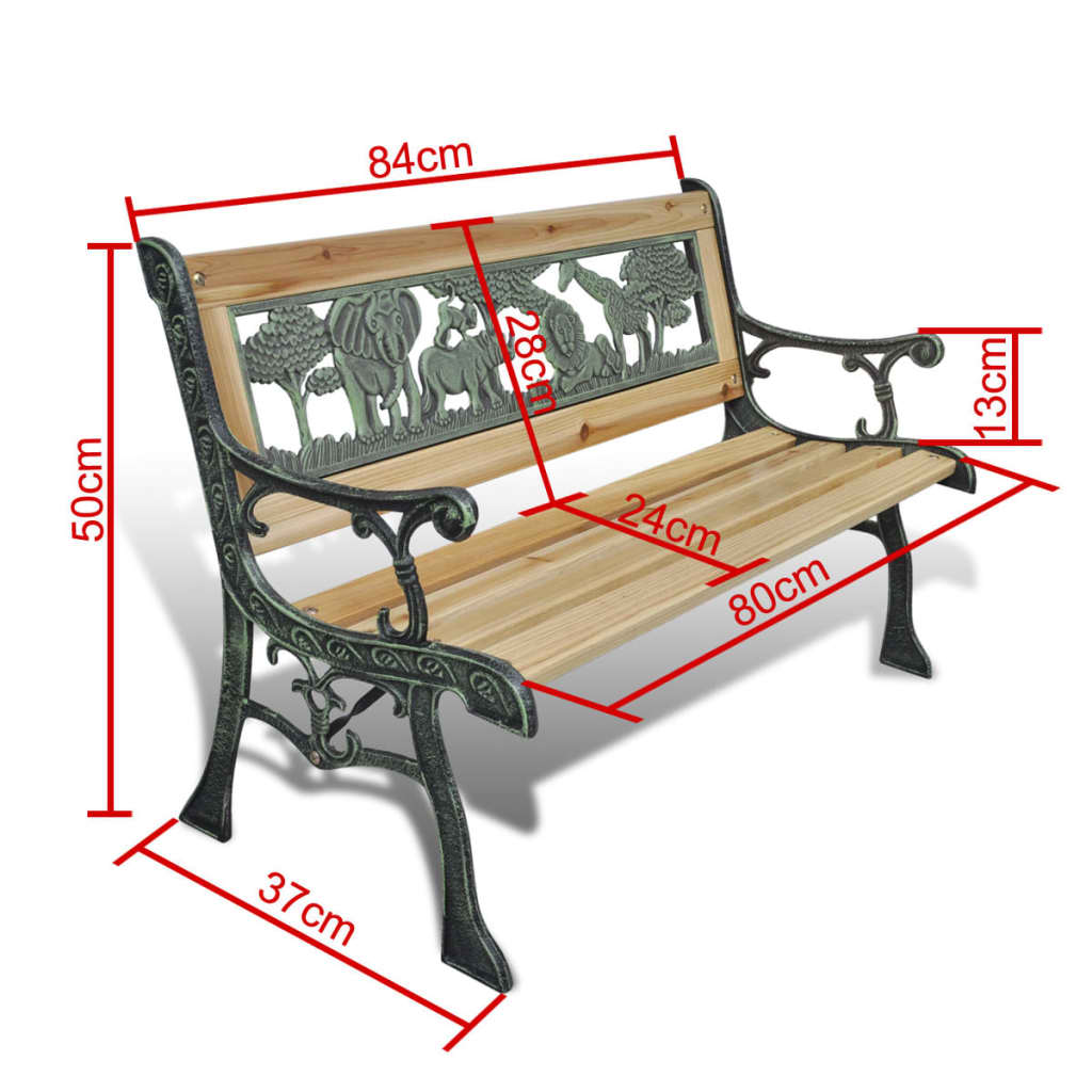 Hagebenk for barn 84 cm tre vidaXL