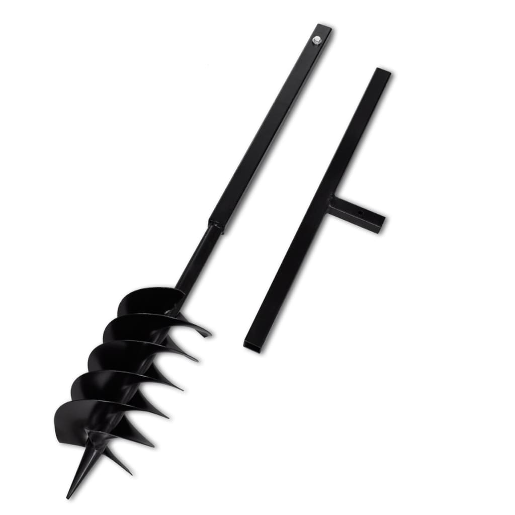 Jordbor med håndtak 150 mm tre spiraler svart stål