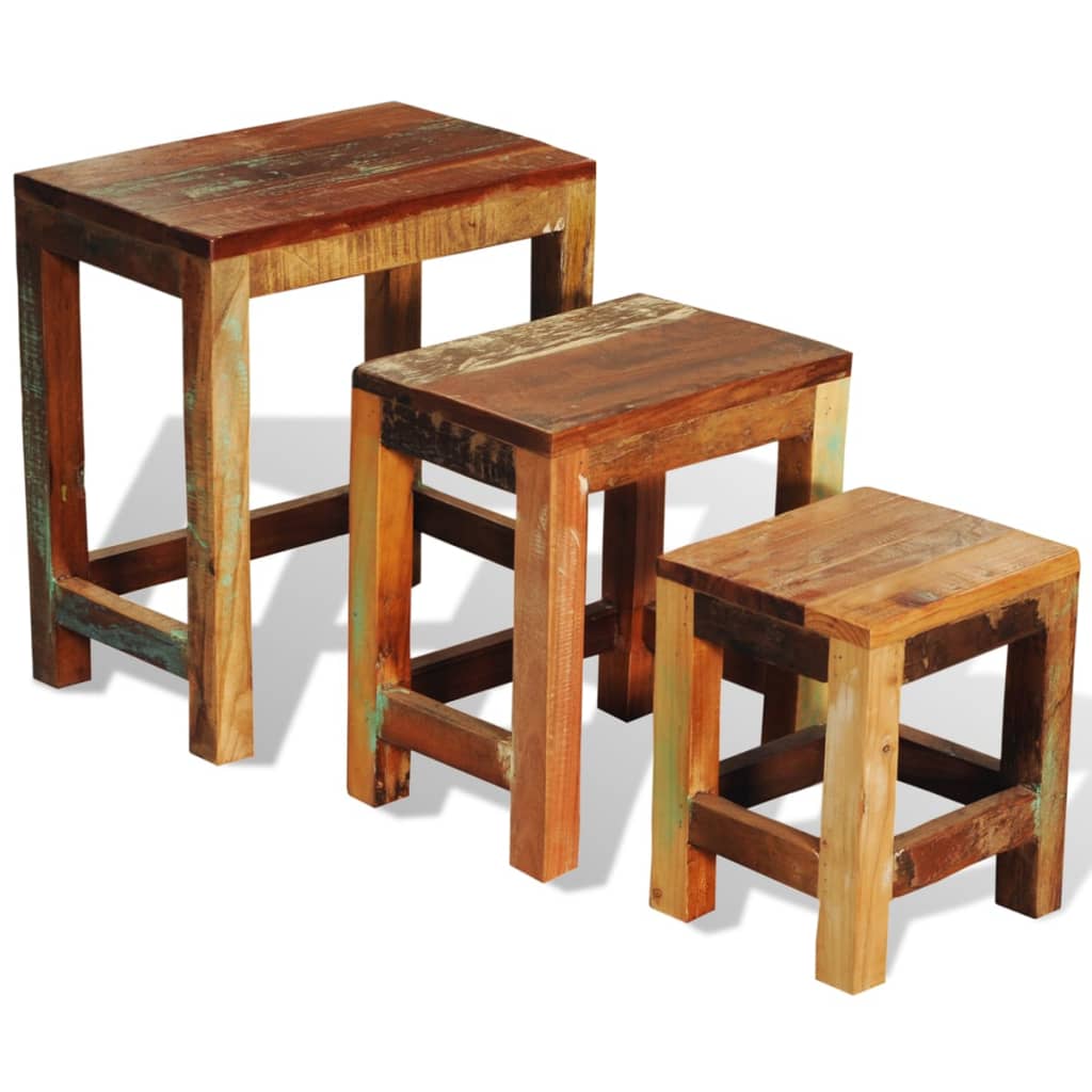 Settbord 3 deler gammeldags heltre gjenvunnet