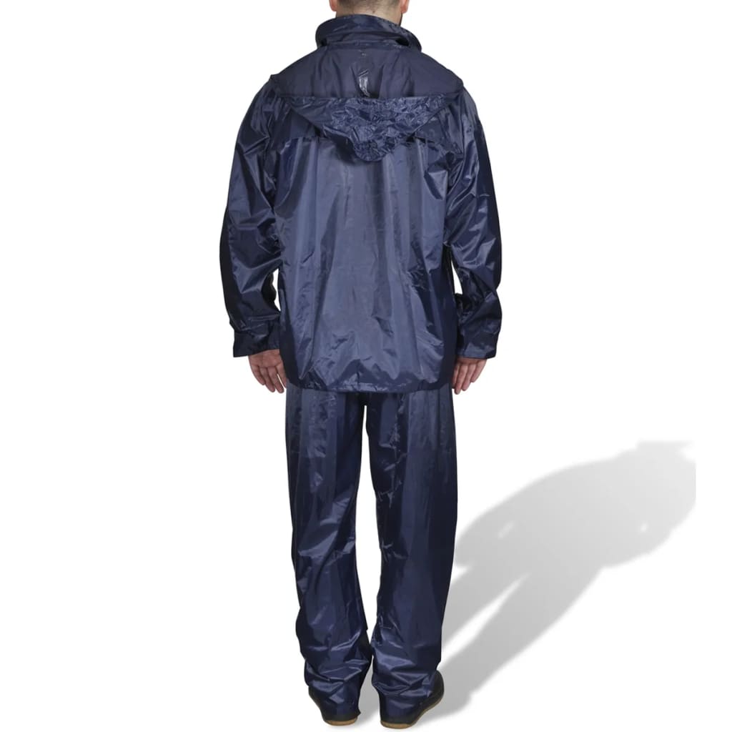 Herre Marineblå 2stk Regnsett med Hette XL