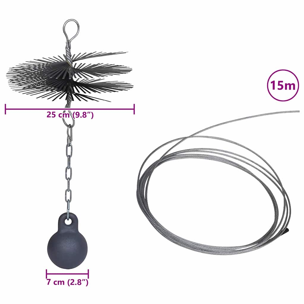 Skorstein Børste Rund Diameter 25cm