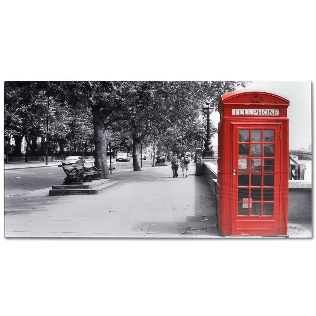 Salongbord med telefonkiosk-print glassplate