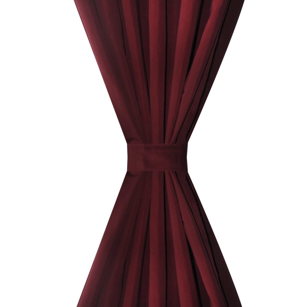 2stk Bordeaux Micro-Sateng Gardiner med Sløyfer 140 x 175 cm