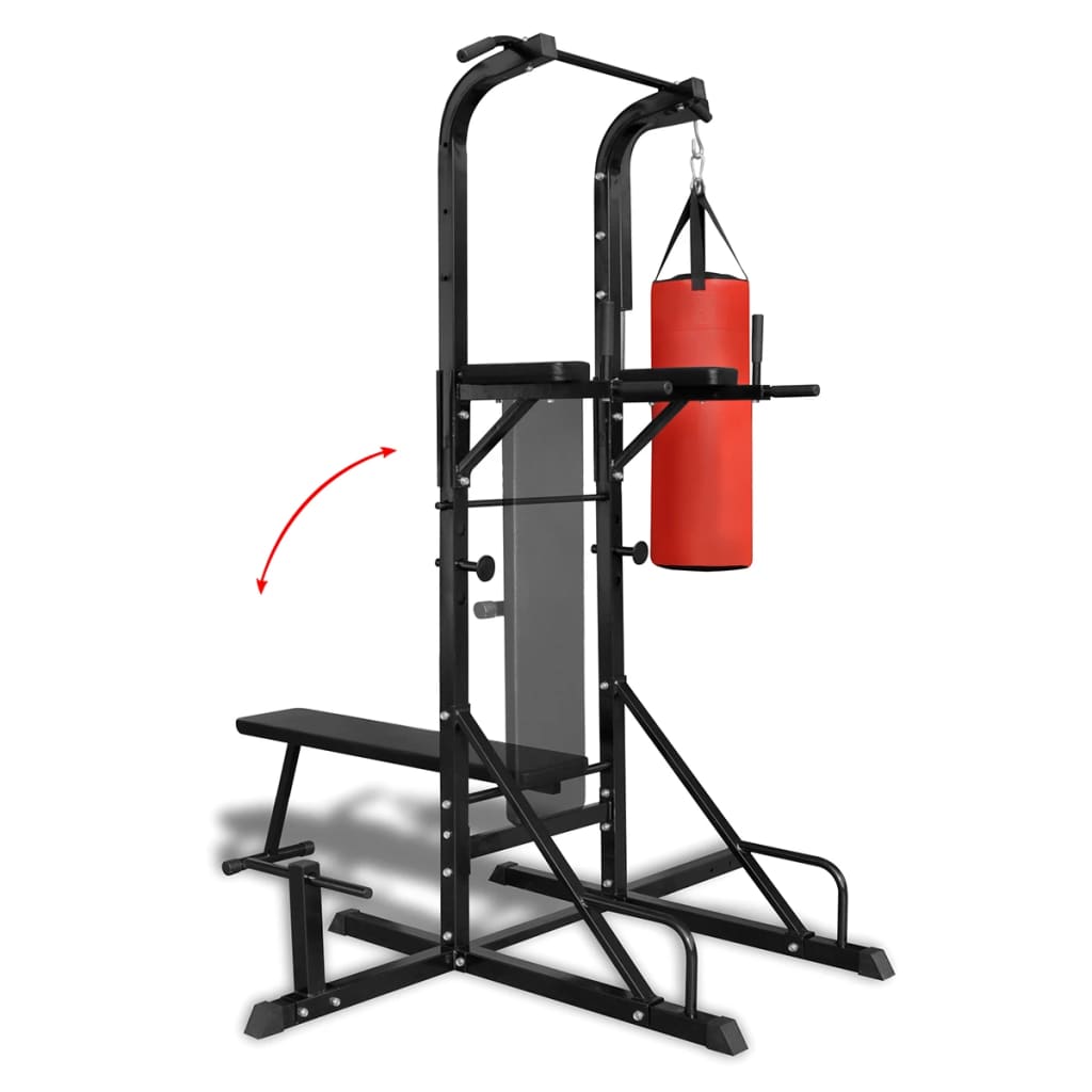 Power Tower med sit-up benk og boksebag