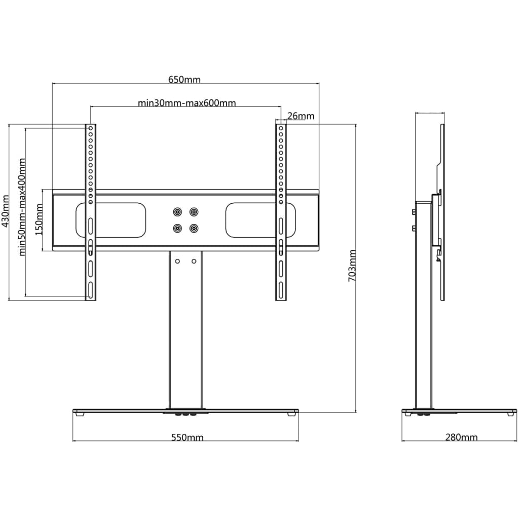 TV stativ med base 600 x 400 mm 32"- 70"