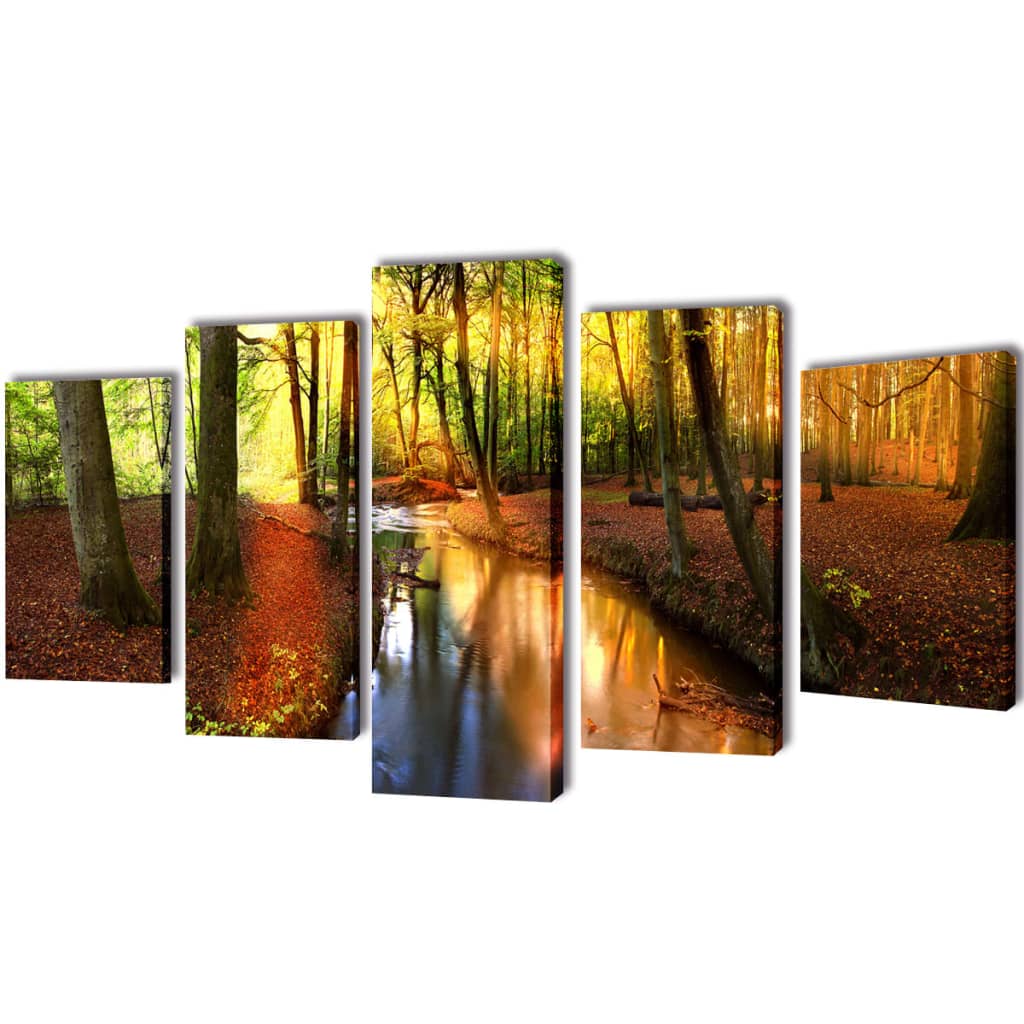 Kanvas Flerdelt Veggdekorasjon Skog 200 x 100 cm vidaXL