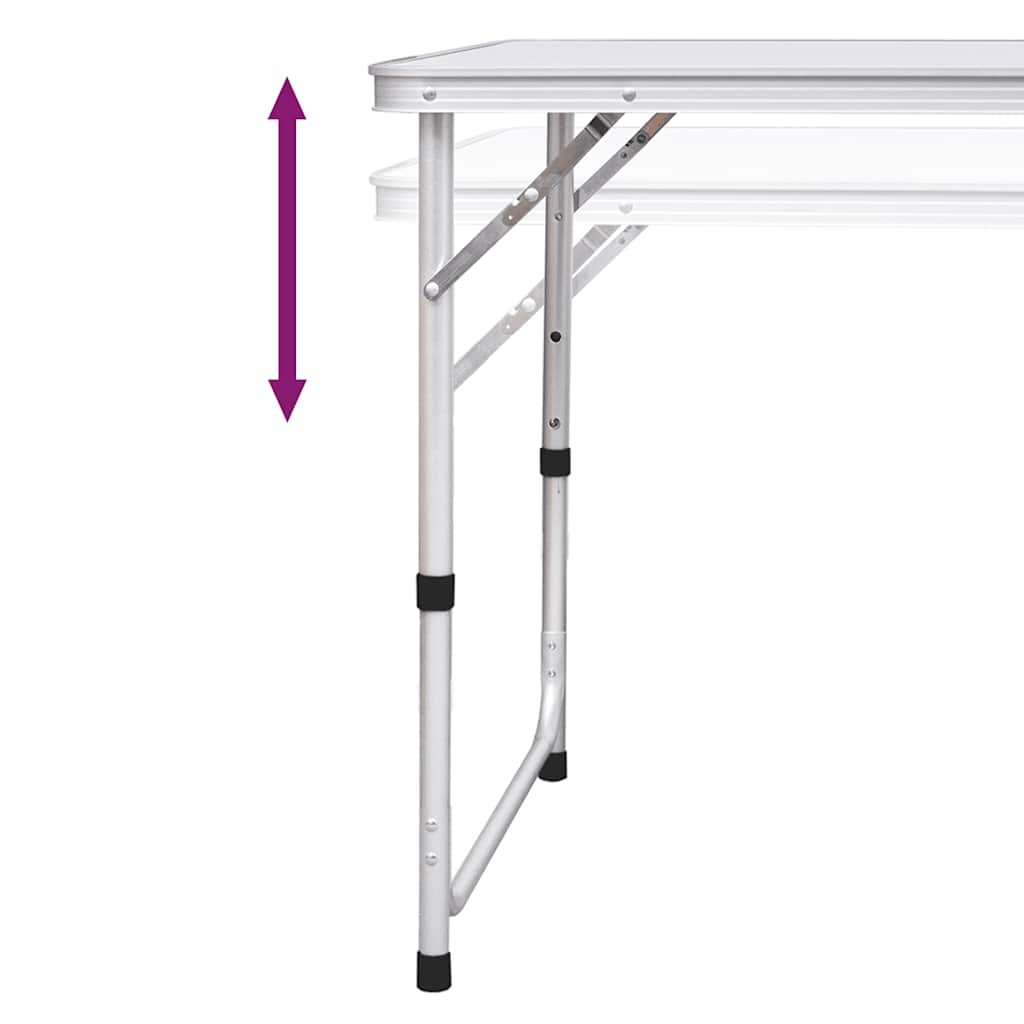Sammenleggbart campingbord høydejusterbar aluminium 120x60 cm vidaXL