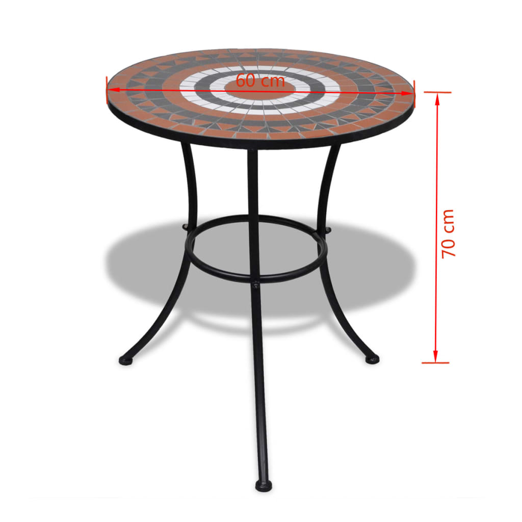 Bistrobord terrakotta og hvitt 60 cm mosaikk
