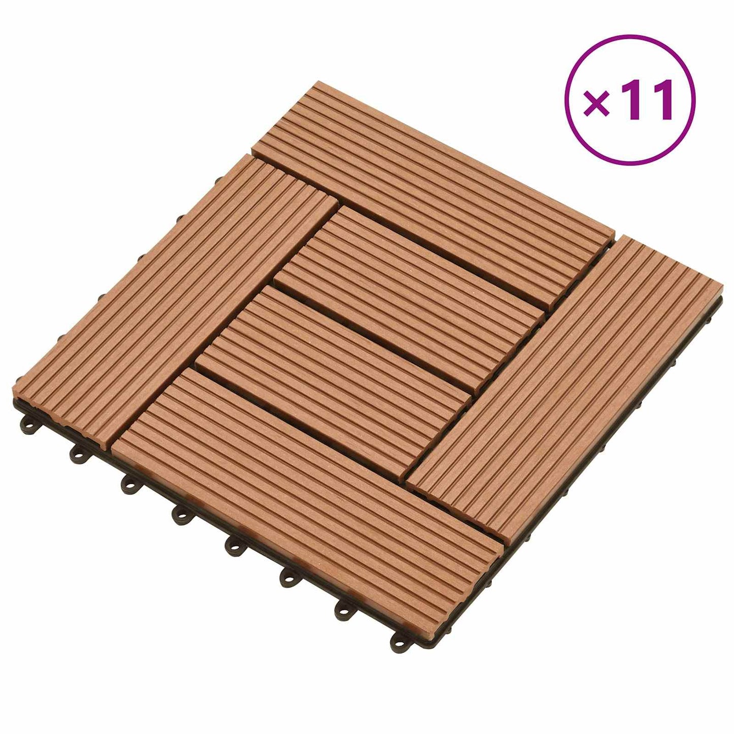 Terrasseflis 11 pcs Brun 30 x 30 cm WPC