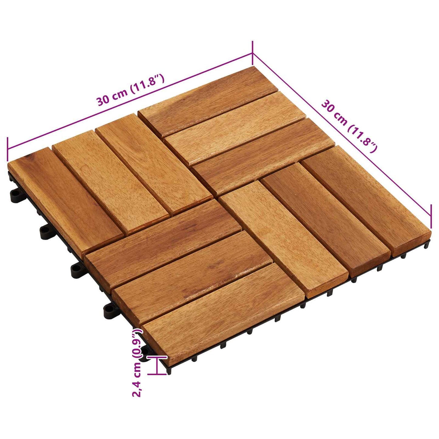 Terrasseflis 10 pcs Brun 30 x 30 cm Acacia Hardtre
