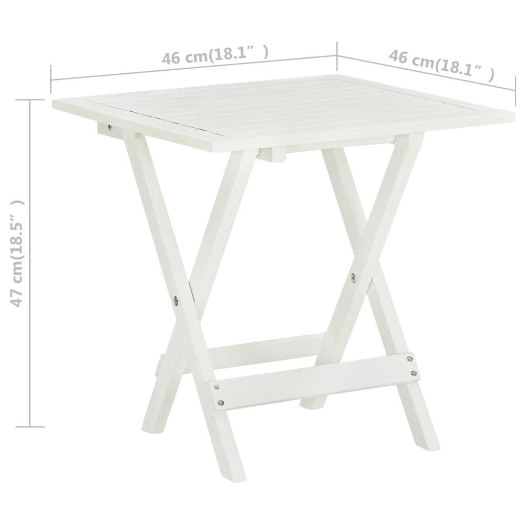 Bistrobord hvit 46x46x47 cm heltre akasie vidaXL