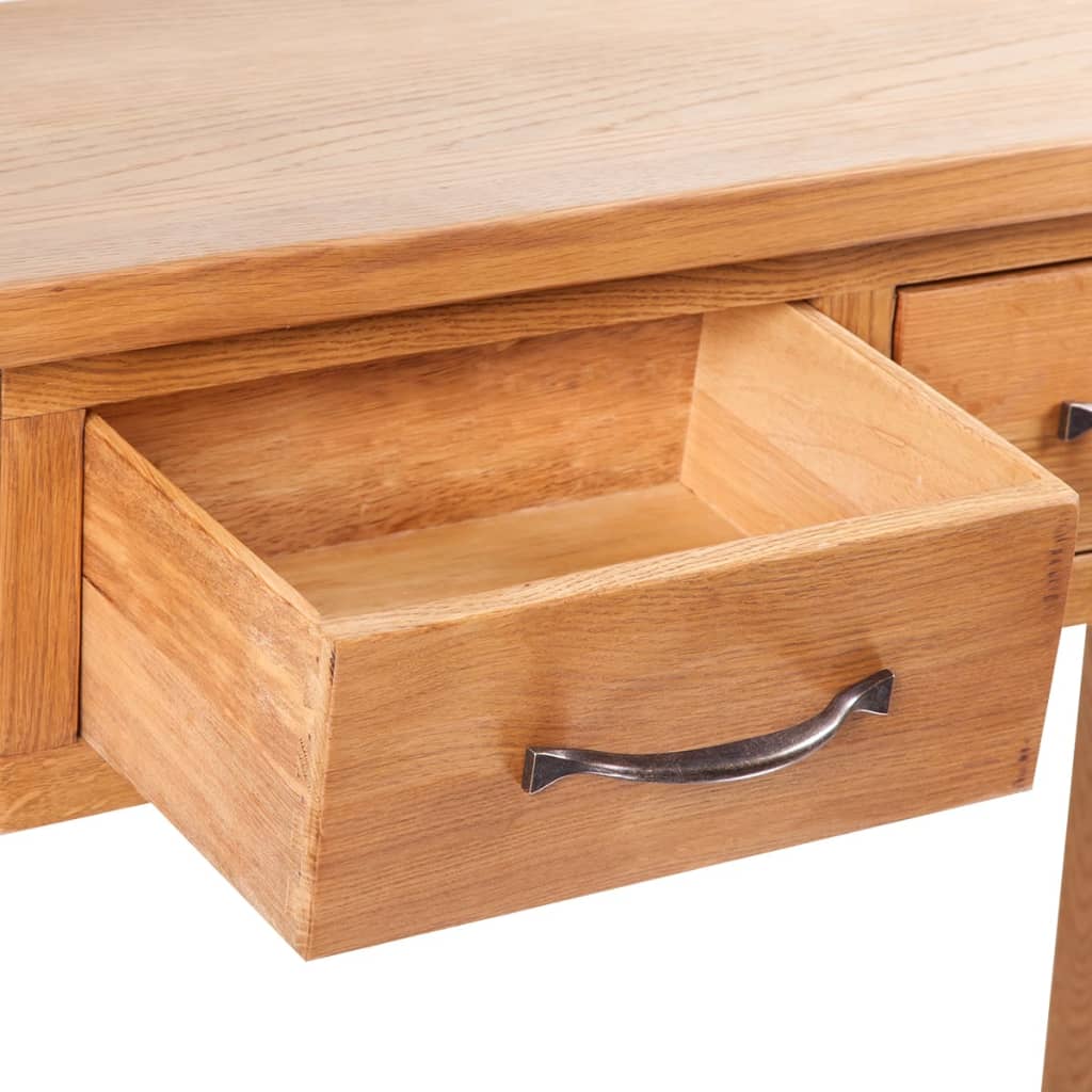 Konsollbord med 2 skuffer 83x30x73 cm heltre eik vidaXL