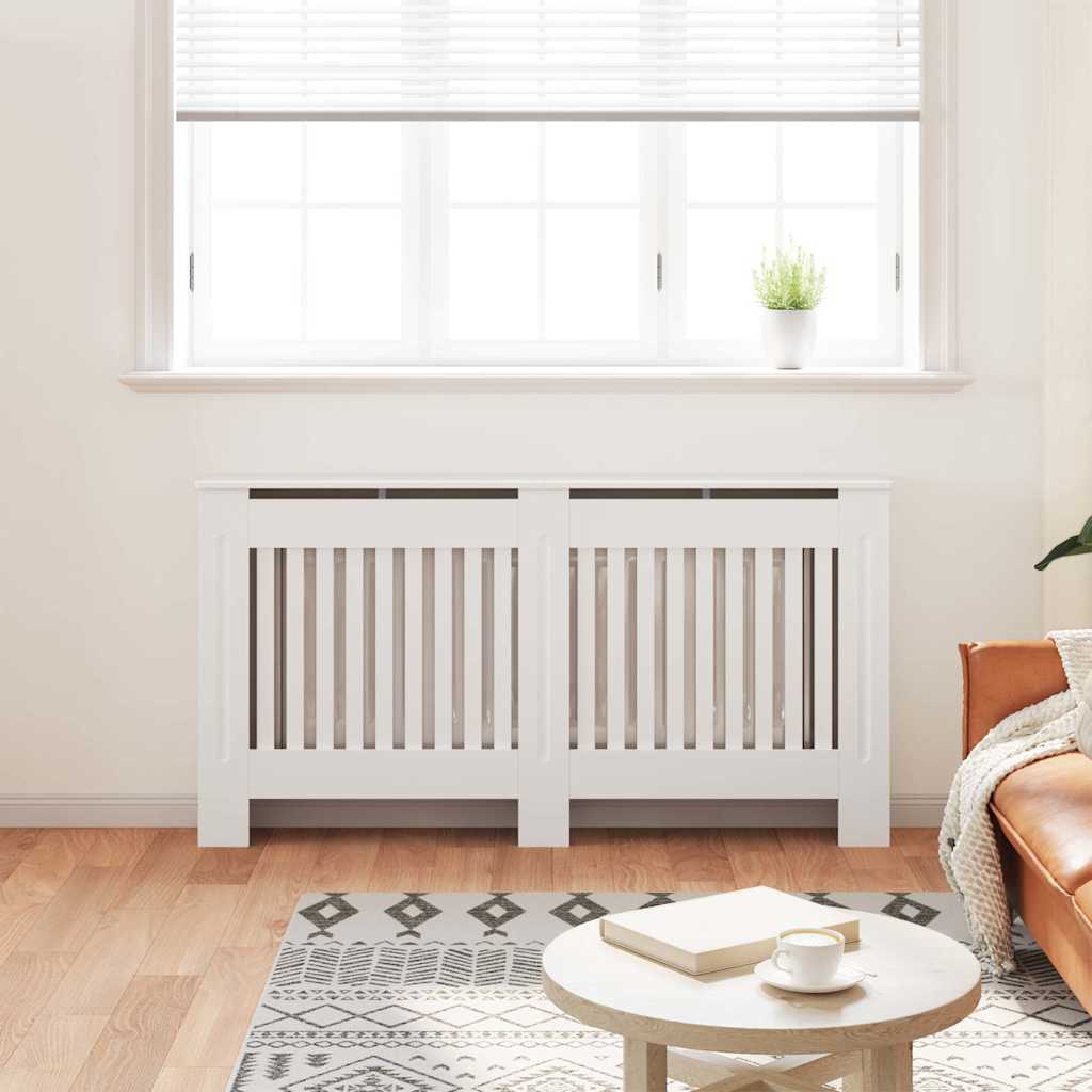 Hvit konstruert tre Radiator benk/bord varmekabinett 152 cm