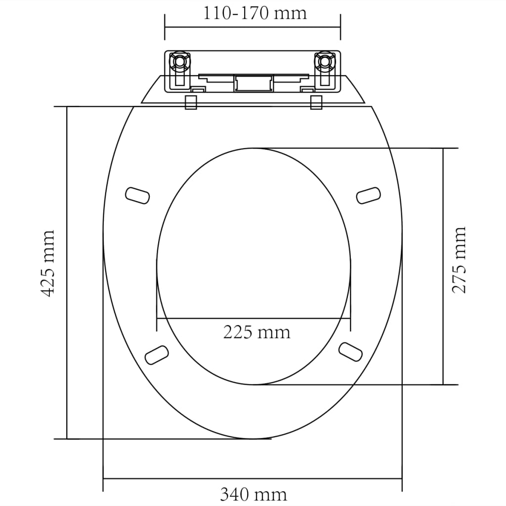 Mykt-lukkende toalettstol oval