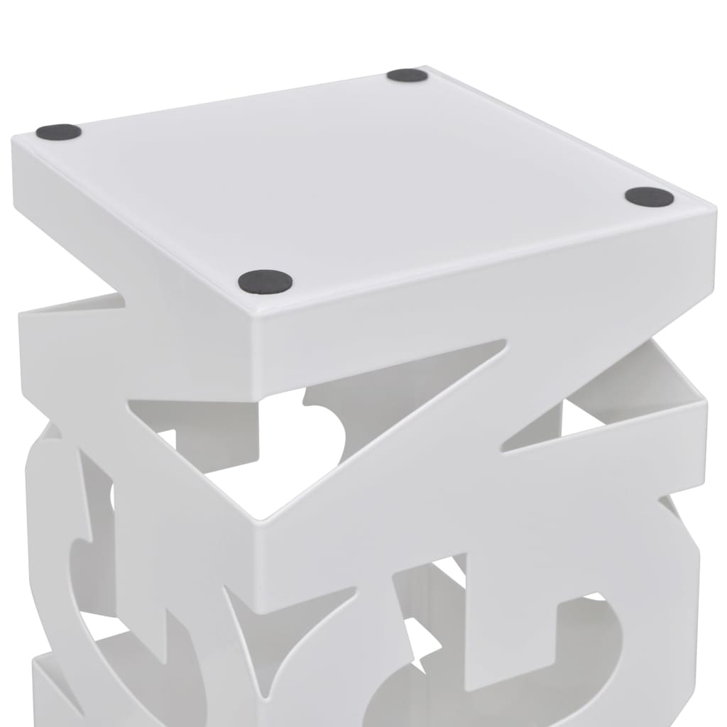 Hvit kvadratisk Paraplyholder Stokk i stål 48,5 cm