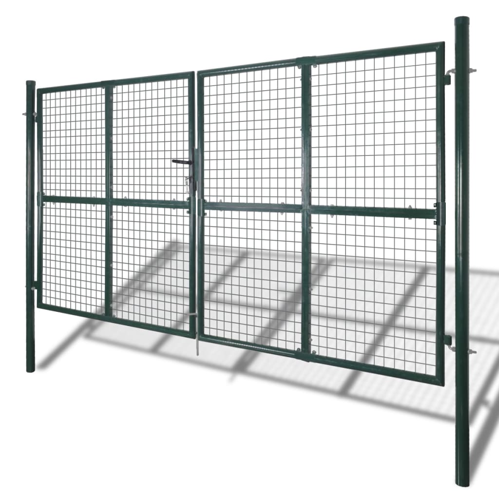 Dobbeldørsgjerdeport 300x150 cm pulverlakkert stål