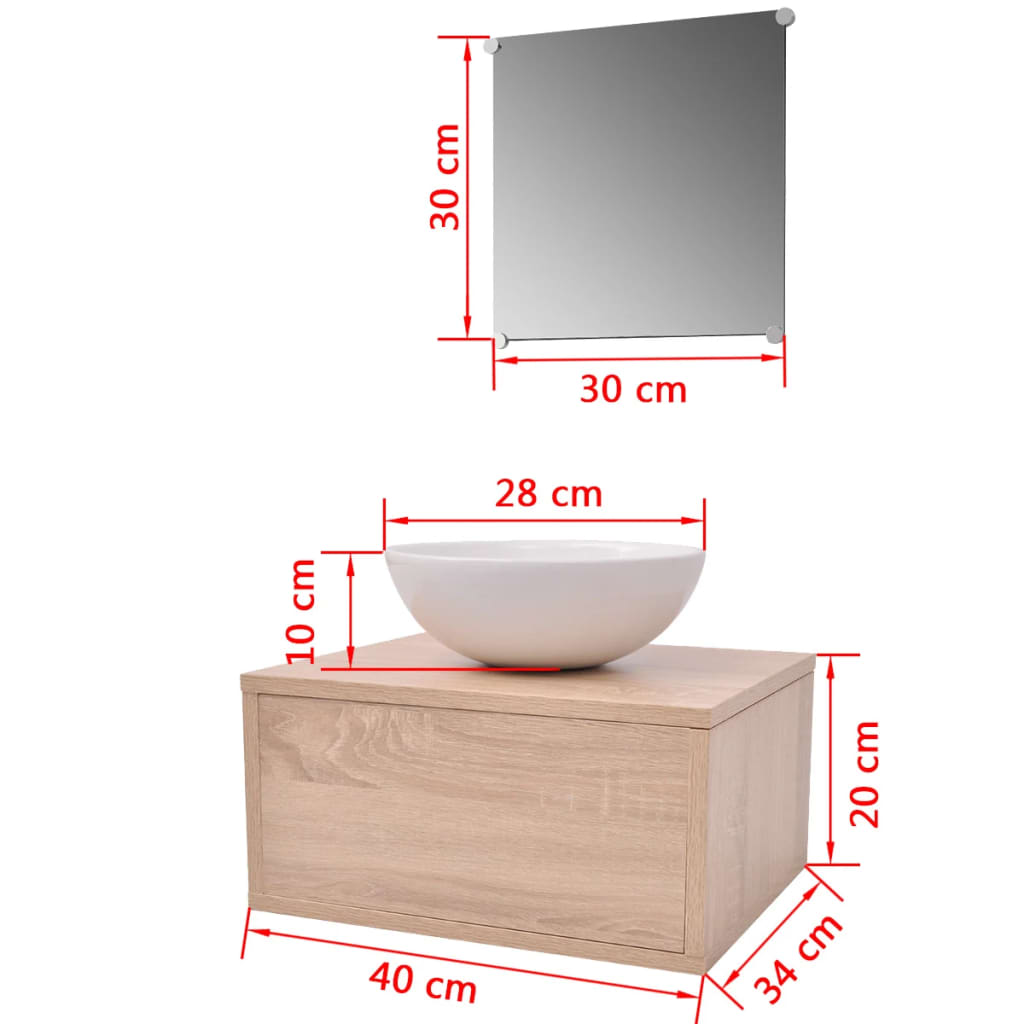 Servant og baderomsmøbler 3 deler beige