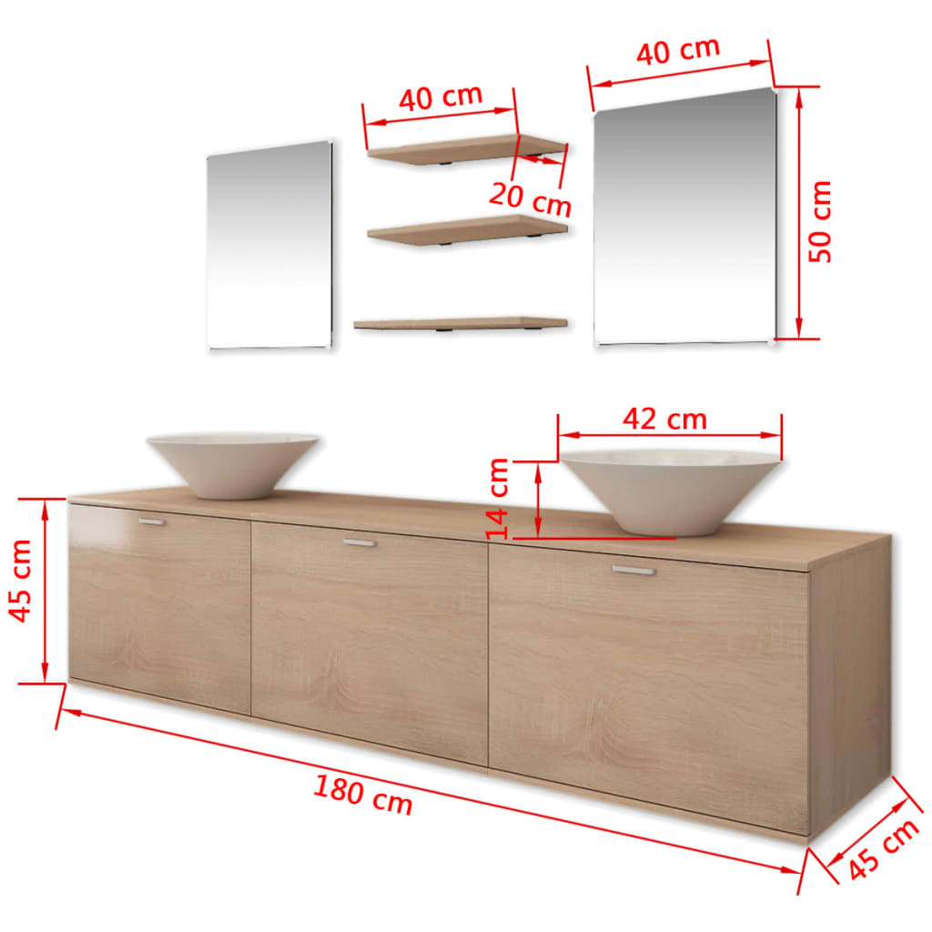 Servant og baderomsmøbler 8 deler beige