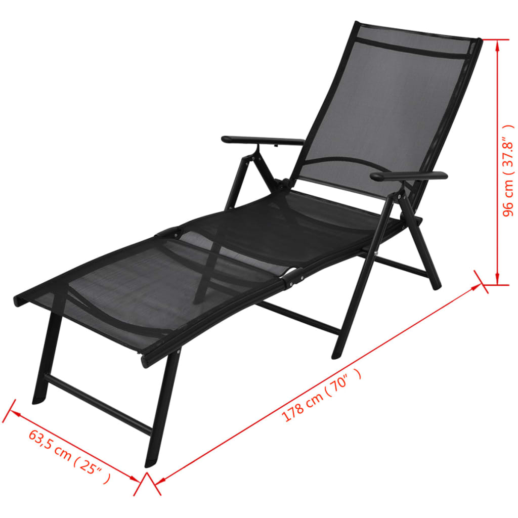Sammenleggbar solseng aluminium svart
