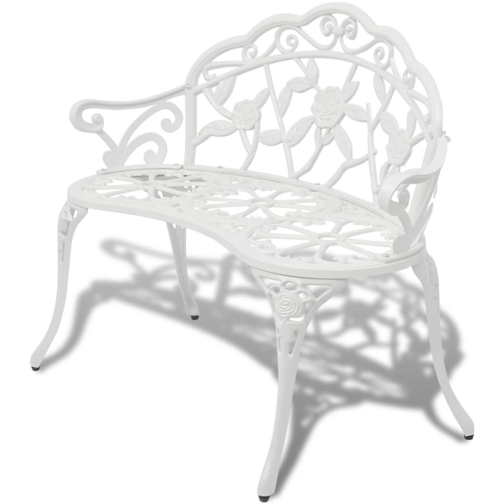 Hagebenk 100 cm støpt aluminium hvit vidaXL