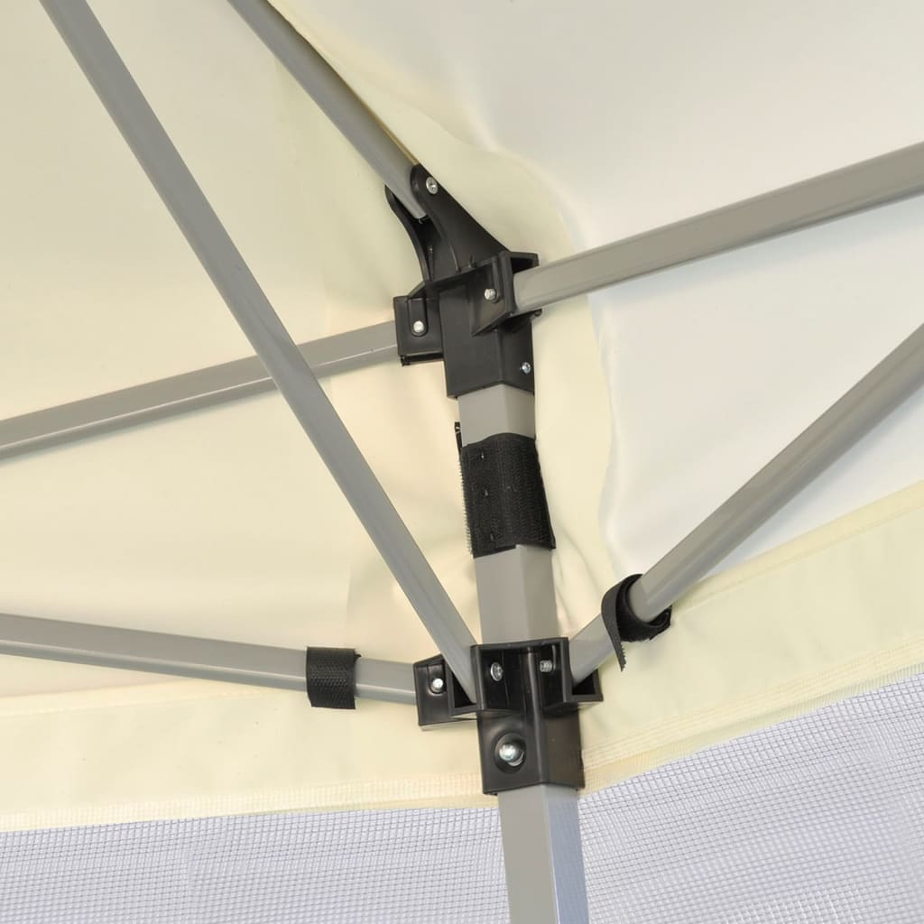 Sekskantet popup partytelt med 6 sidevegger kremhvit 3,6x3,1 m