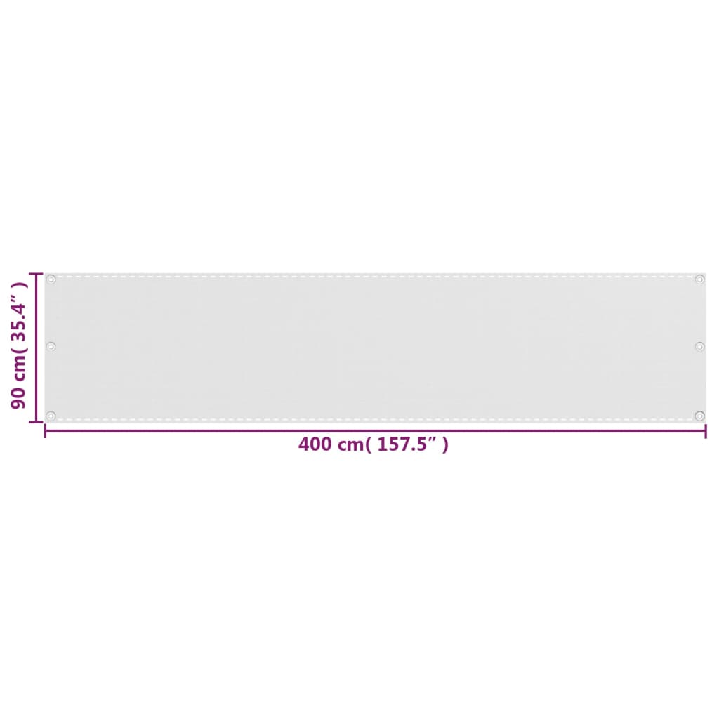 Balkongskjerm HDPE 90x400 cm Hvit