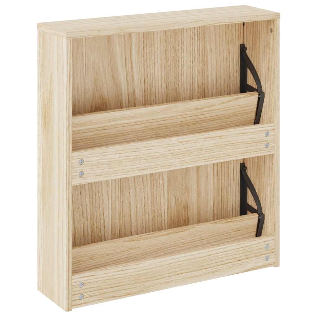 Skoskap 2 høyder speil eik 63x17x67 cm