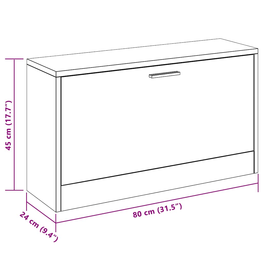 Skooppbevaringsbenk Hvit 80x24x45 cm