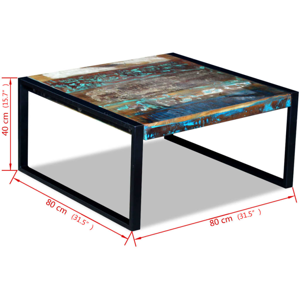 Salongbord gjenvunnet tre 80x80x40 cm
